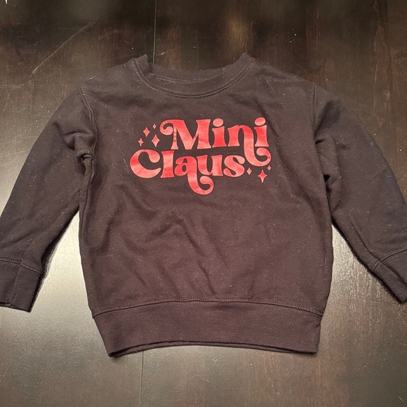 Rabbit Skins Other - Rabbit Skins Kids Sweatshirt - Black with Red 'Mini Claus' Design
